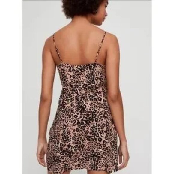 Aritzia Wilfred Isabelle Mini Dress Almond/Black Animal Print Size 2 - Picture 2 of 9